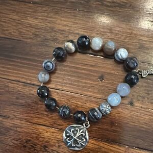 Elegant Black and Silver Beaded Bracelet